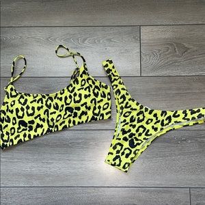 Neon Yellow Cheetah Print Bikini